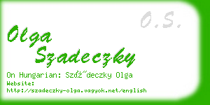 olga szadeczky business card